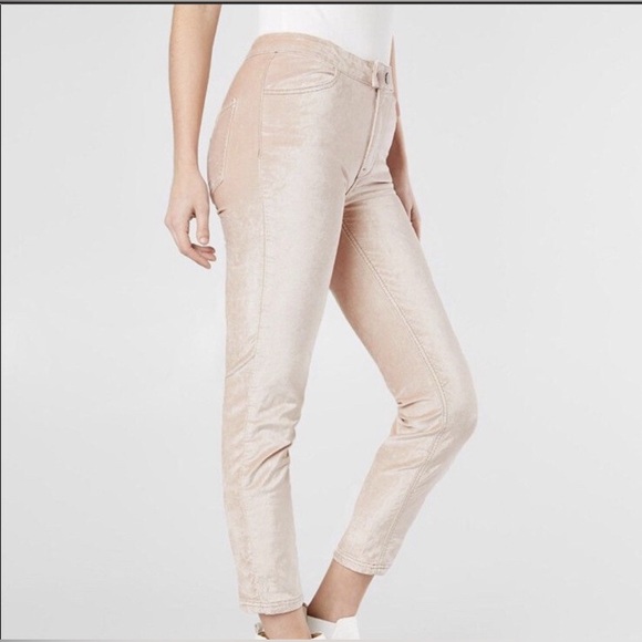 We The Free Free People Sweet Jane Velvet Skinny Pants - Beige - NWOT - Picture 3 of 7